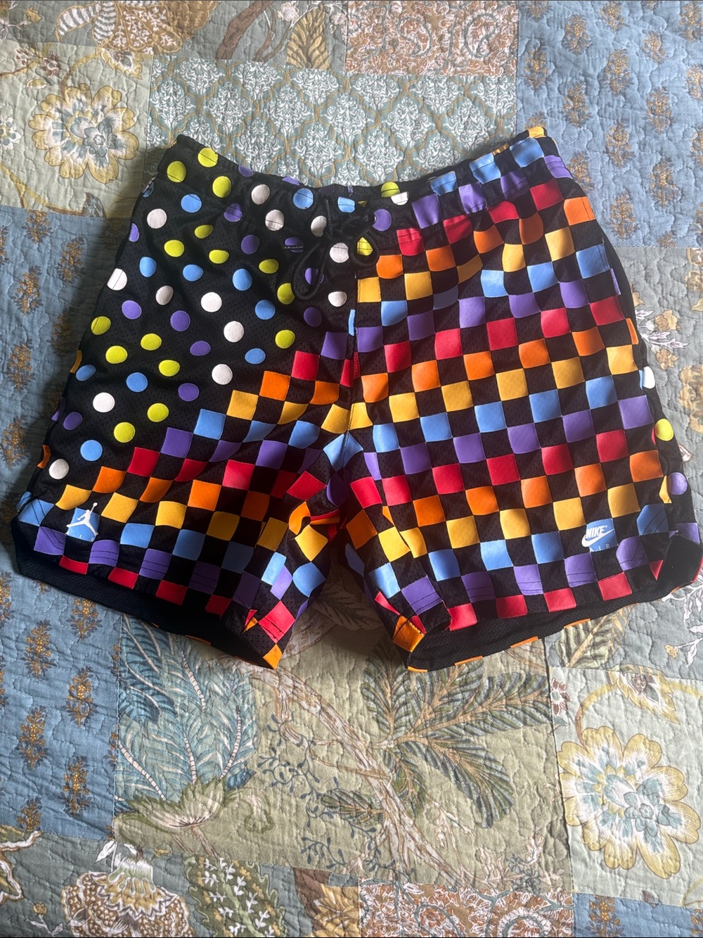 Jordan Nike men’s swim trunks rainbow checkers to dots- medium NWNT